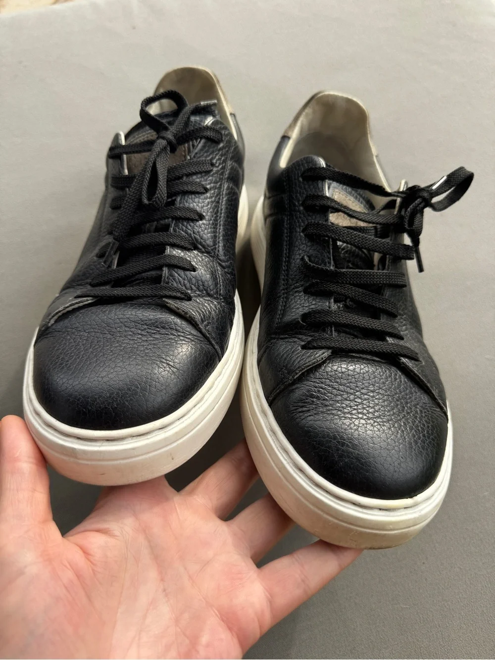 Brunello Cucinelli Leather Sneakers Size 41 Black White Made in Italy